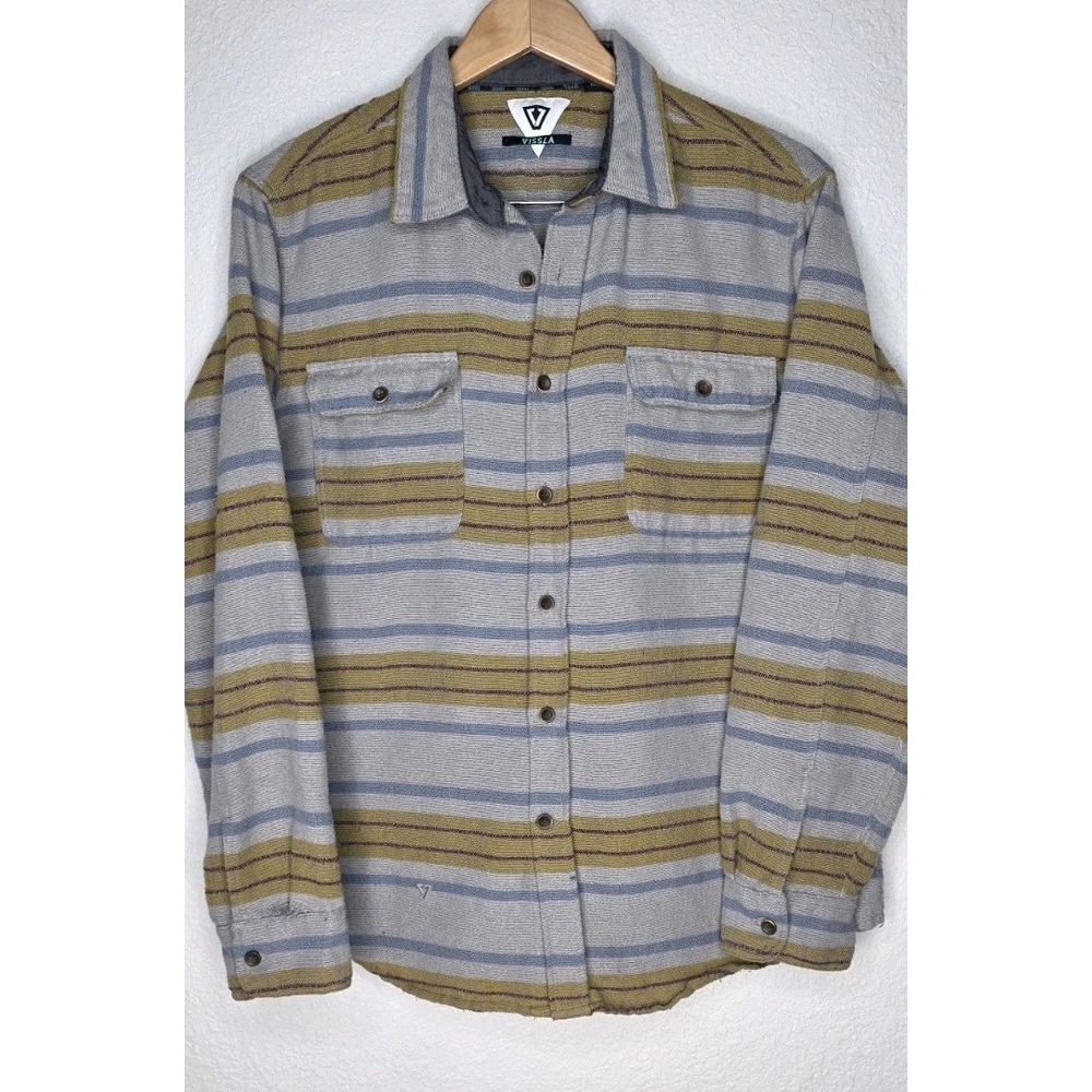 Vissla Shirt Men L Heavy Flannel Long Sleeve Button Up Wool Blend Surf Beach